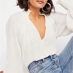 FP One Solid smocked top. Size M.  Ivory